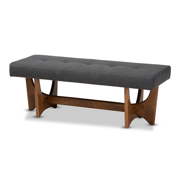 baxton studio Baxton Studio Theo Mid-Century Modern Dark Grey Fabric Upholstered Walnut Finished Bench