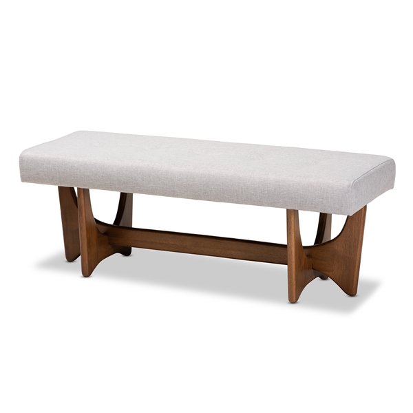 baxton studio Baxton Studio Theo Mid-Century Modern Greyish Beige Fabric Upholstered Walnut Finished Bench