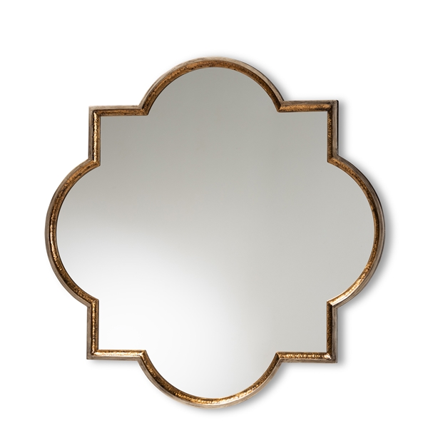 baxton studio Baxton Studio Tiana Vintage Antique Bronze and Gold Finished Metal Quatrefoil Accent Wall Mirror