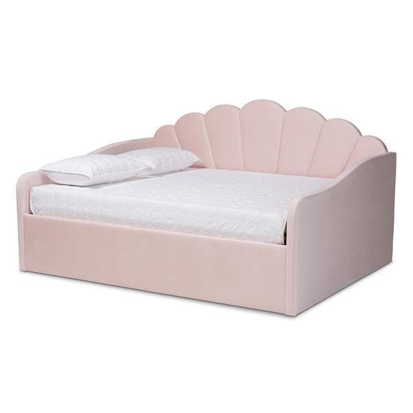 baxton studio Baxton Studio Timila Modern and Contemporary Light Pink Velvet Fabric Upholstered Full Size Daybed