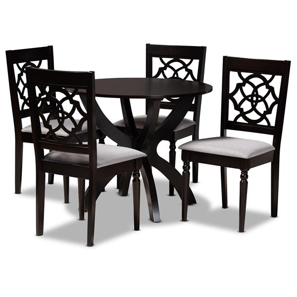 baxton studio Baxton Studio Tonia Modern and Contemporary Grey Fabric Upholstered and Dark Brown Finished Wood 5-Piece Dining Set