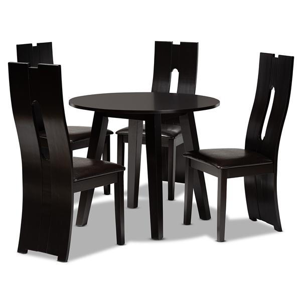 baxton studio Baxton Studio Torin Modern and Contemporary Dark Brown Faux Leather Upholstered and Dark Brown Finished Wood 5-Piece Dining Set