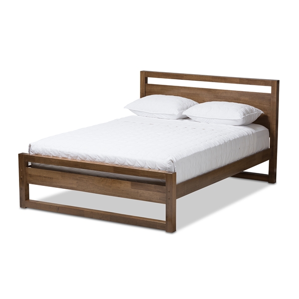 baxton studio Baxton Studio Torino Mid-Century Modern Solid Walnut Wood Open Frame Style King Size Platform Bed