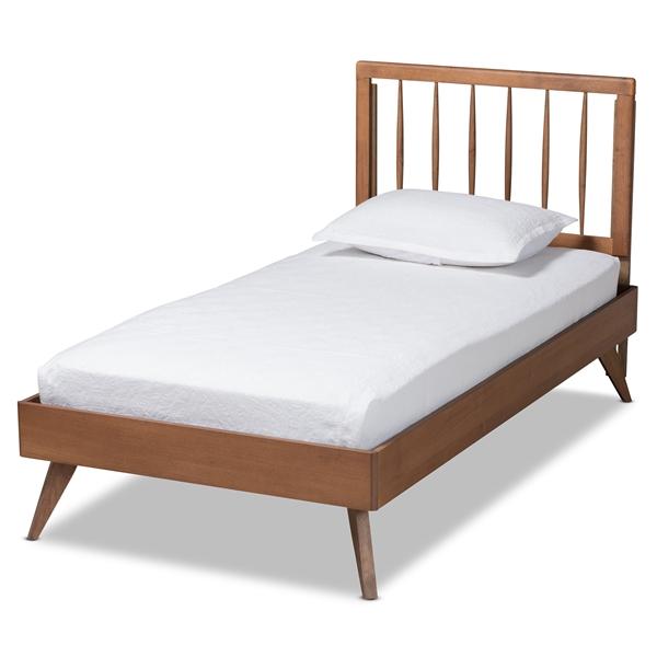 baxton studio Baxton Studio Toru Mid-Century Modern Ash Walnut Finished Wood Twin Size Platform Bed