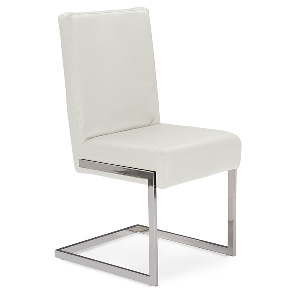 baxton studio Baxton Studio Toulan Modern and Contemporary White Faux Leather Upholstered Stainless Steel Dining Chair (Set of 2)