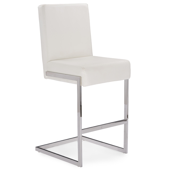 baxton studio Baxton Studio Toulan Modern and Contemporary White Faux Leather Upholstered Stainless Steel Counter Stools (Set of 2)