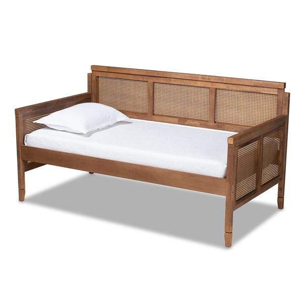 baxton studio Baxton Studio Toveli Vintage French Inspired Ash Wanut Finished Wood and Synthetic Rattan Daybed