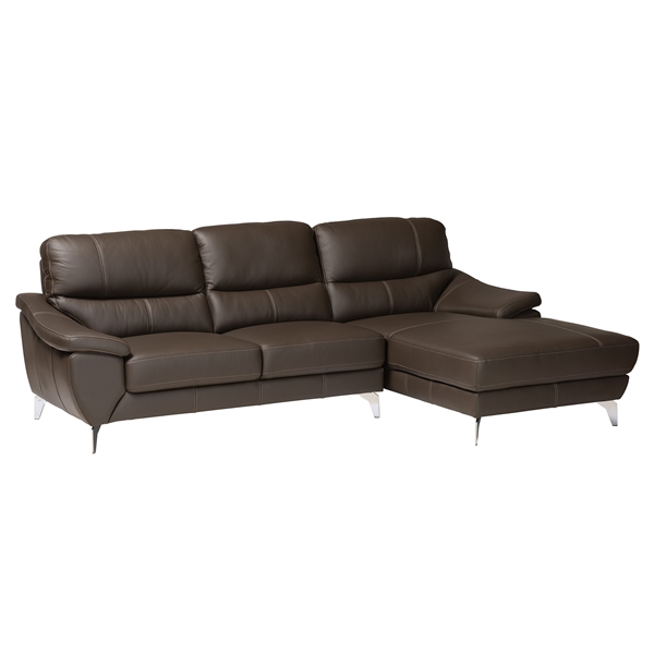 baxton studio Baxton Studio Townsend Modern Brown Full Leather Sectional Sofa with Right Facing Chaise