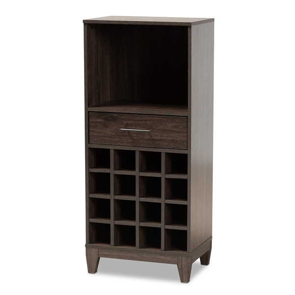 baxton studio Baxton Studio Trenton Modern and Contemporary Dark Brown Finished Wood 1-Drawer Wine Storage Cabinet