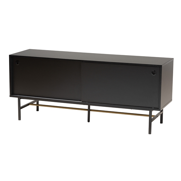 baxton studio Baxton Studio Truett Modern Dark Brown Finished Wood and Two-Tone Black and Gold Metal TV Stand