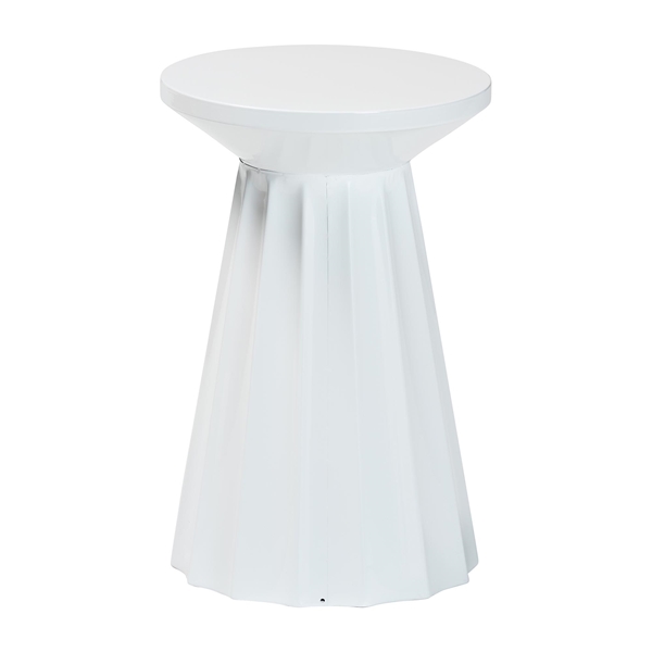 baxton studio Baxton Studio Ulmer Metal Scalloped Side Table - Modern Round Accent Table for Indoor or Semi-Outdoor Use White