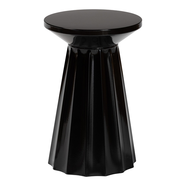 baxton studio Baxton Studio Ulmer Metal Scalloped Side Table - Modern Round Accent Table for Indoor or Semi-Outdoor Use Black