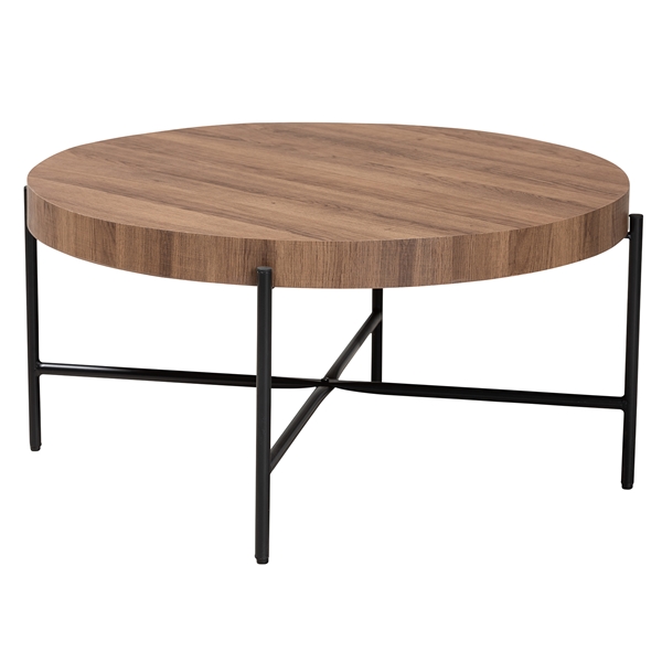 baxton studio Baxton Studio Umar Modern Industrial Walnut Brown Finished Wood and Black Metal Coffee Table
