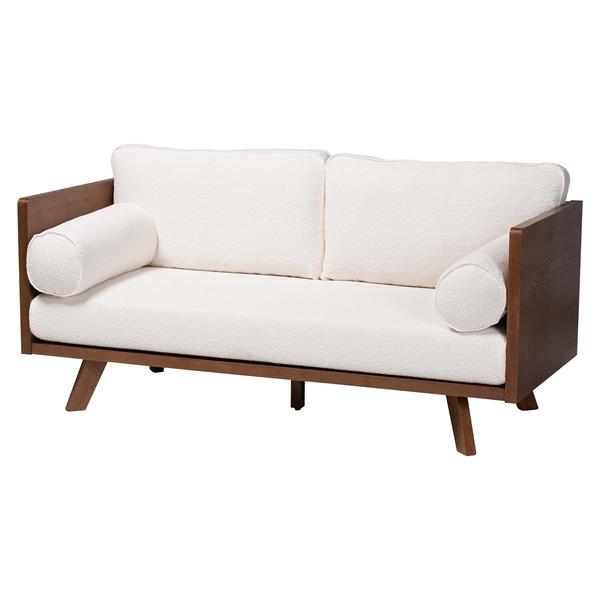 baxton studio Baxton Studio Uriel Mid-Century Modern Cream Boucle Fabric Sofa