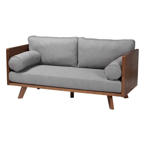 baxton studio Baxton Studio Uriel Mid-Century Modern Grey Boucle Fabric Sofa