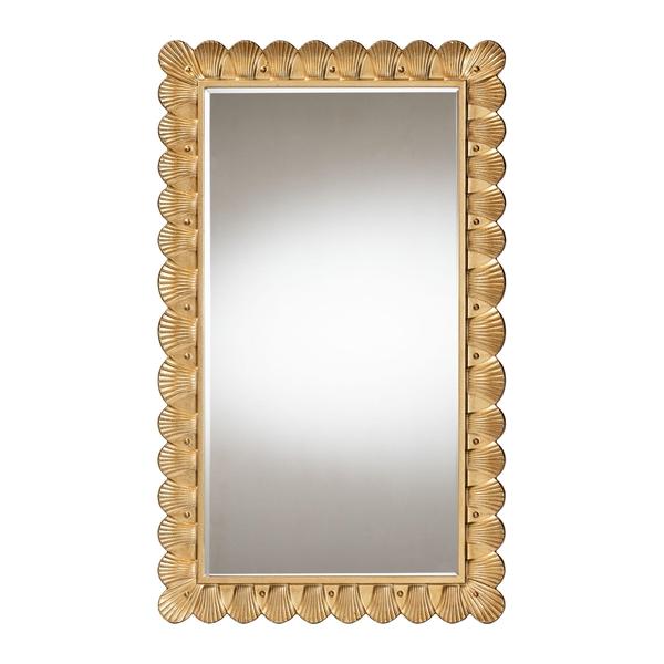 baxton studio Baxton Studio Vadim Antique Gold Wood Accent Mirror with Seashell Border