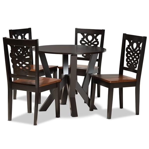 baxton studio Baxton Studio Valda Modern and Contemporary Transitional Two-Tone Dark Brown and Walnut Brown Finished Wood 5-Piece Dining Set