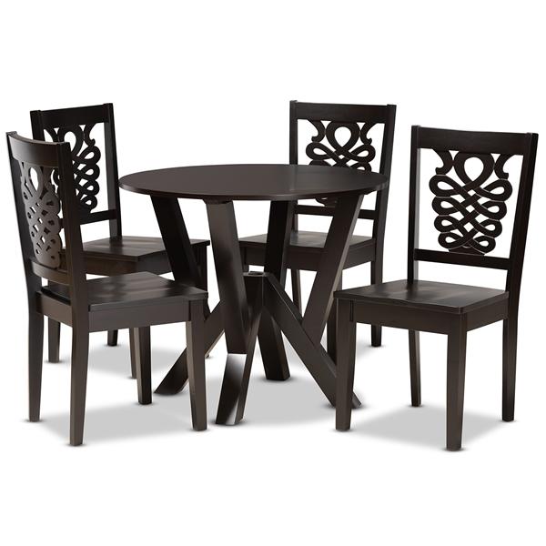 baxton studio Baxton Studio Valda Modern and Contemporary Transitional Dark Brown Finished Wood 5-Piece Dining Set