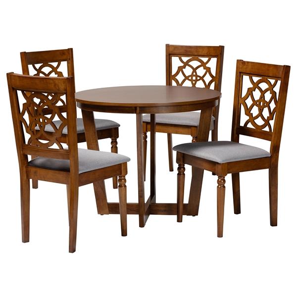 baxton studio Baxton Studio Valerie Modern Grey and Walnut Brown Wood 5-Piece Dining Set