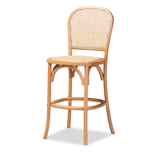 baxton studio Baxton Studio Vance Mid-Century Modern Brown Woven Rattan and Wood Cane Counter Stool