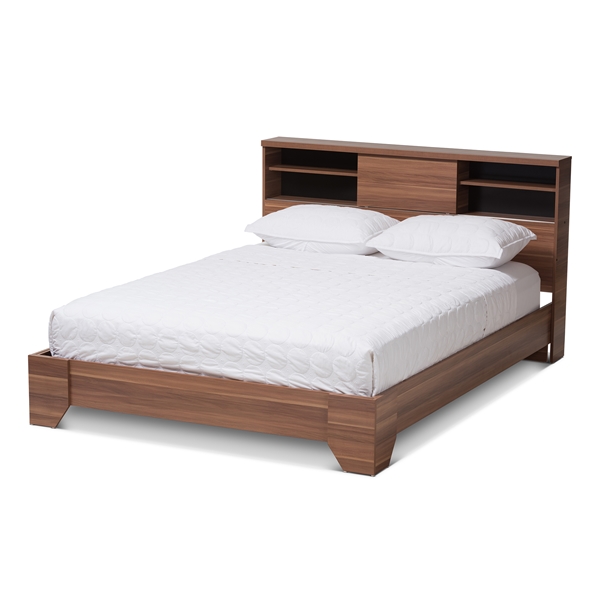 baxton studio Baxton Studio Vanda Modern and Contemporary Two-Tone Walnut and Black Wood Queen Size Platform Bed