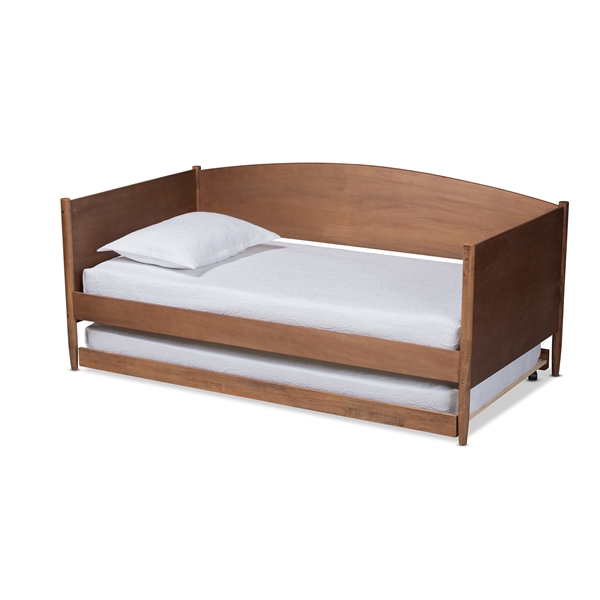 baxton studio Baxton Studio Veles Mid-Century Modern Ash Wanut Finished Wood Daybed with Trundle
