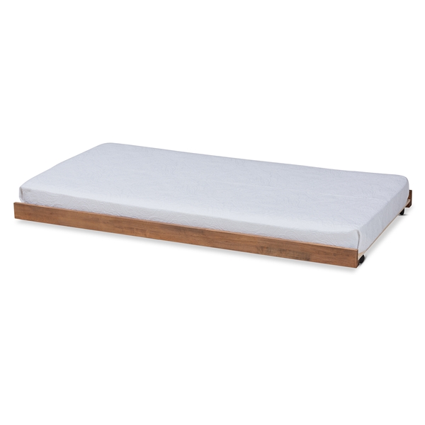 baxton studio Baxton Studio Veles Modern and Contemporary Ash Walnut Finished Twin Size Trundle Bed