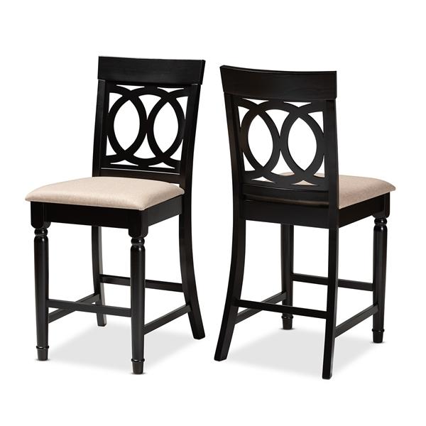 baxton studio Baxton Studio Verina Modern and Contemporary Sand Fabric Upholstered Espresso Brown Finished Wood Counter Stool (Set of 2)