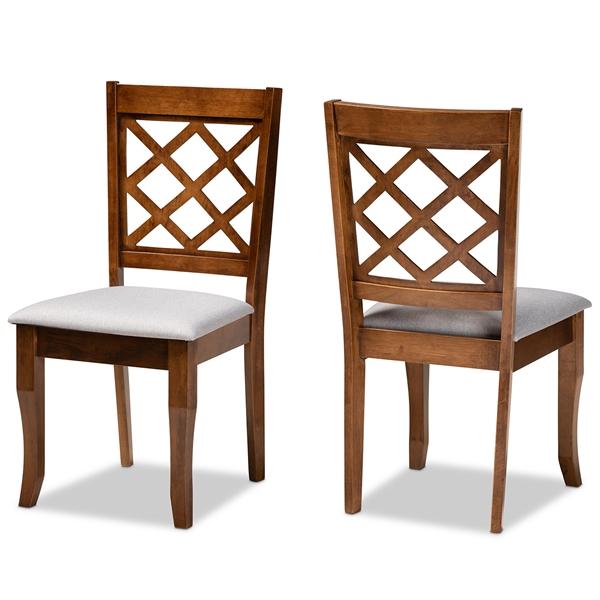 baxton studio Baxton Studio Verner Modern and Contemporary Grey Fabric Upholstered Walnut Finished Wood 2-Piece Dining Chair Set