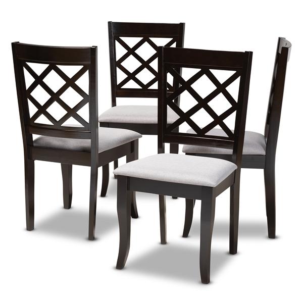 baxton studio Baxton Studio Verner Modern and Contemporary Grey Fabric Upholstered Espresso Brown Finished Wood Dining Chair (Set of 4)