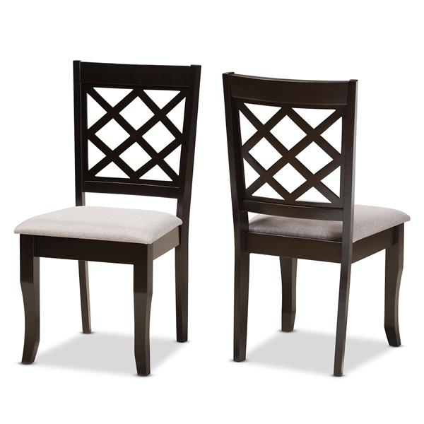 baxton studio Baxton Studio Verner Modern and Contemporary Grey Fabric Upholstered and Dark Brown Finished Wood 2-Piece Dining Chair Set