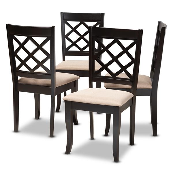 baxton studio Baxton Studio Verner Modern and Contemporary Sand Fabric Upholstered Espresso Brown Finished Wood Dining Chair (Set of 4)