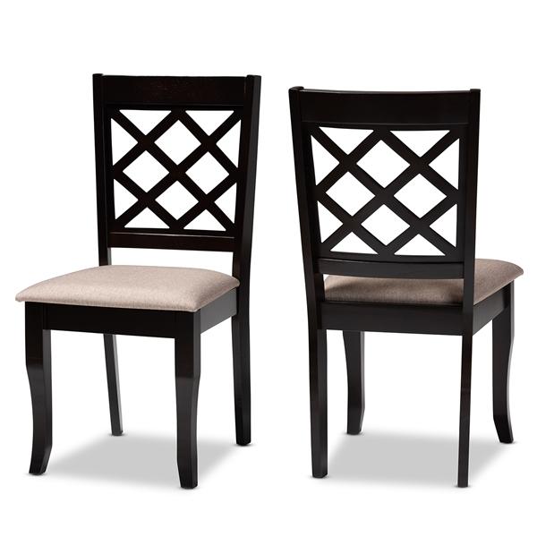 baxton studio Baxton Studio Verner Modern and Contemporary Sand Fabric Upholstered Dark Brown Finished 2-Piece Wood Dining Chair Set