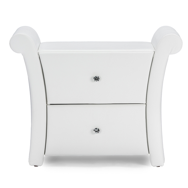 baxton studio Baxton Studio Victoria Matte White PU Leather 2 Storage Drawers Nightstand Bedside Table