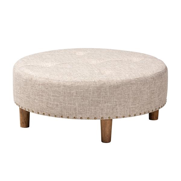 baxton studio Baxton Studio Vinet Modern and Contemporary Beige Fabric Upholstered Natural Wood Cocktail Ottoman