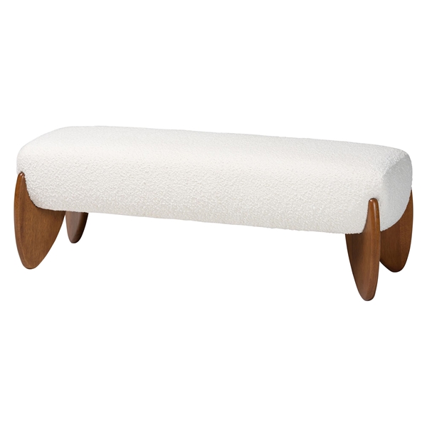 baxton studio Baxton Studio Vinicio Mid-Century Modern Cream Boucle Accent Bench