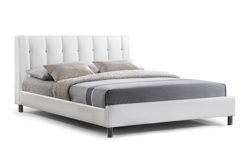 baxton studio Baxton Studio Vino White Modern Bed with Upholstered Headboard - Full Size