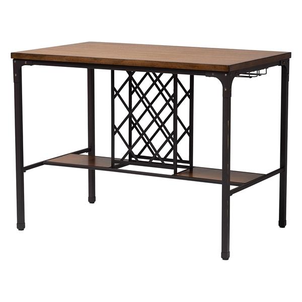 baxton studio Baxton Studio Vintner Industrial Brown and Black Pub Table with Built-In Wine Cage