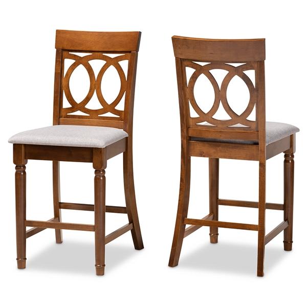 baxton studio Baxton Studio Violet Modern and Contemporary Grey Fabric Upholstered and Walnut Brown Finished Wood 2-Piece Counter Height Pub Chair Set