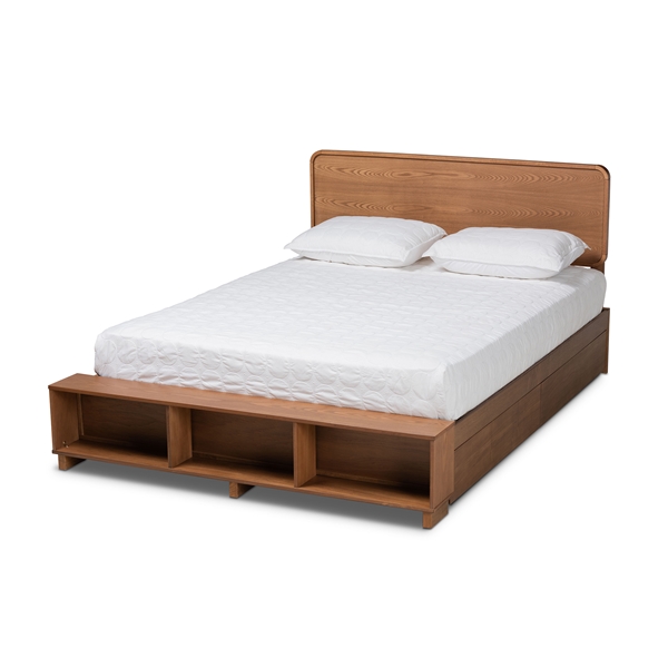 baxton studio Baxton Studio Vita Modern Transitional Ash Walnut Brown Finished Wood 4-Drawer Queen Size Platform Storage Bed