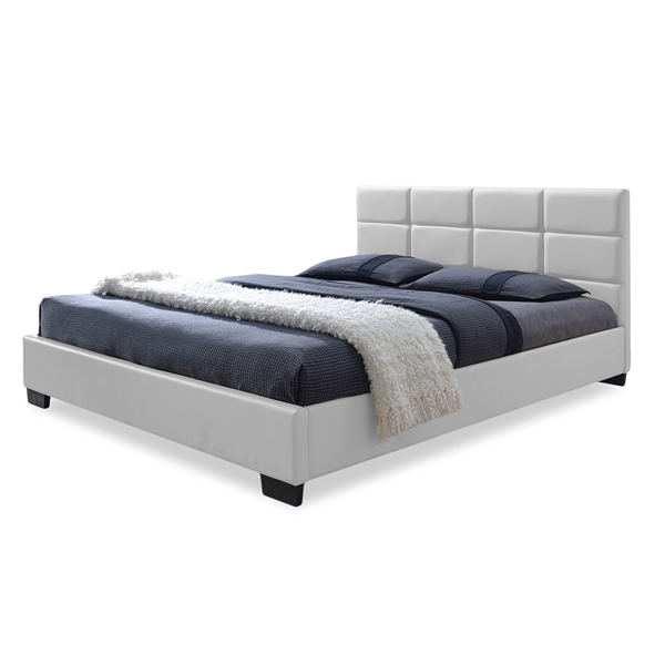 baxton studio Baxton Studio Vivaldi Modern and Contemporary White Faux Leather Padded Platform Base Full Size Bed Frame