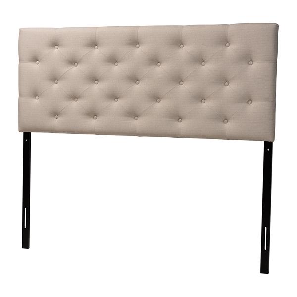 baxton studio Baxton Studio Viviana Modern and Contemporary Light Beige Fabric Upholstered Button-tufted Queen Size Headboard