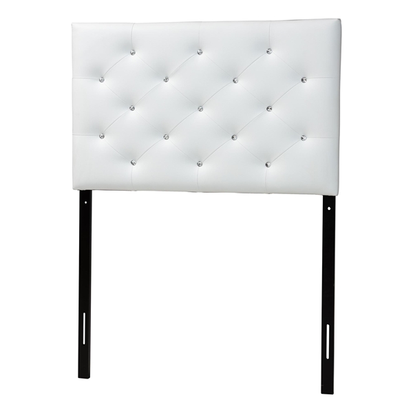 baxton studio Baxton Studio Viviana Modern and Contemporary White Faux Leather Upholstered Button-Tufted Twin Size Headboard