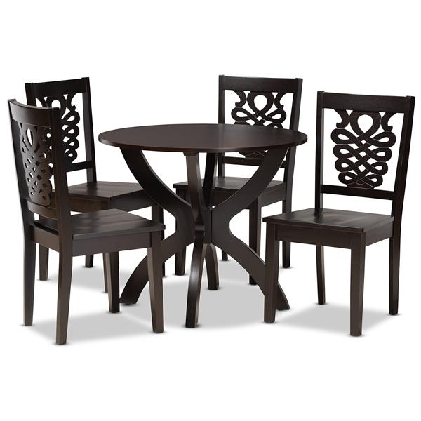 baxton studio Baxton Studio Wanda Modern and Contemporary Transitional Dark Brown Finished Wood 5-Piece Dining Set