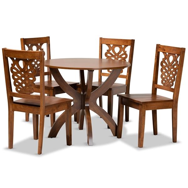 baxton studio Baxton Studio Wanda Modern and Contemporary Transitional Walnut Brown Finished Wood 5-Piece Dining Set