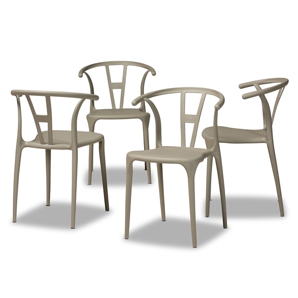 baxton studio Baxton Studio Warner Modern and Contemporary Beige Plastic 4-Piece Dining Chair Set