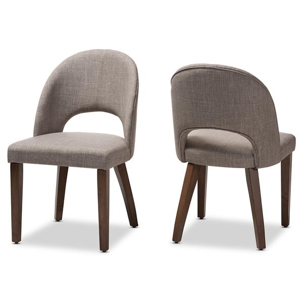 baxton studio Baxton Studio Wesley Mid-Century Modern Light Grey Fabric Upholstered Walnut Finished Wood Dining Chair (Set of 2)