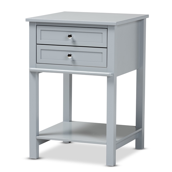 baxton studio Baxton Studio Willow Modern Transitional Light Grey Finished 2-Drawer Wood End Table