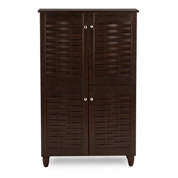 baxton studio Baxton Studio Winda Modern and Contemporary 4-Door Dark Brown Wooden Entryway Shoes Storage Cabinet