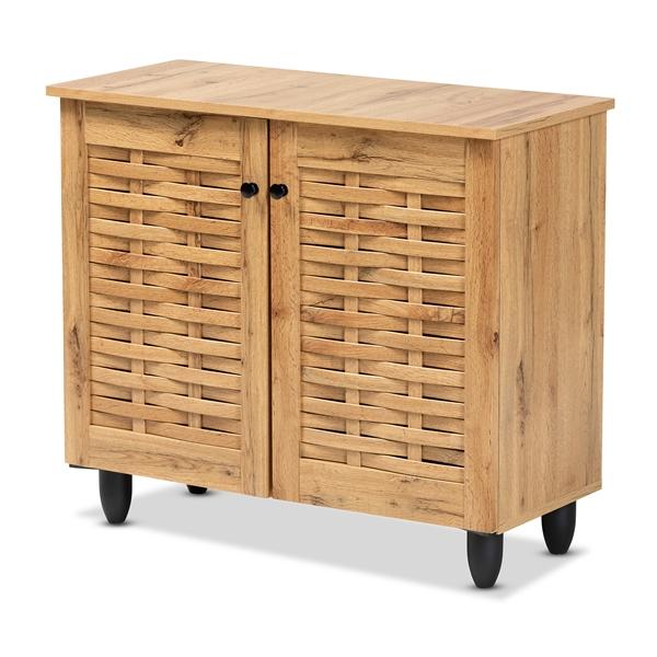 baxton studio Baxton Studio Winda Modern and Contemporary Oak Brown Finished Wood 2-Door Shoe Cabinet